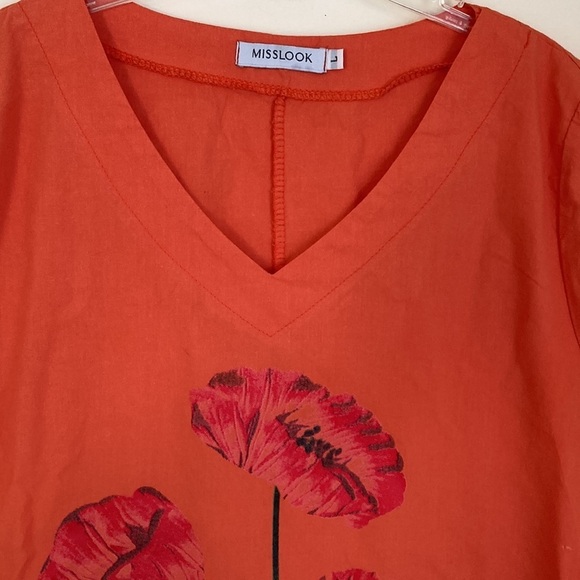 🌈 Miss Look hand stenciled Poppy A line dress cotton blend vintage dress - Picture 2 of 5